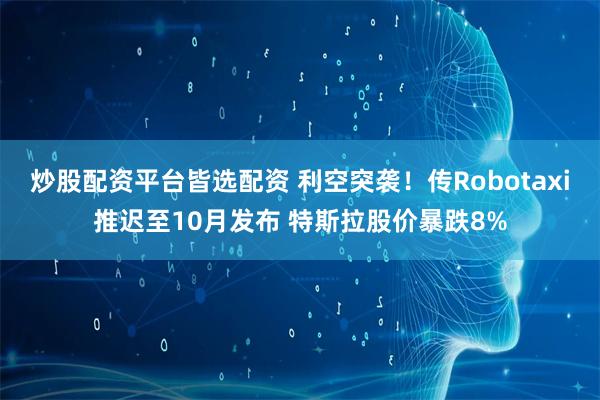 炒股配资平台皆选配资 利空突袭！传Robotaxi推迟至10月发布 特斯拉股价暴跌8%